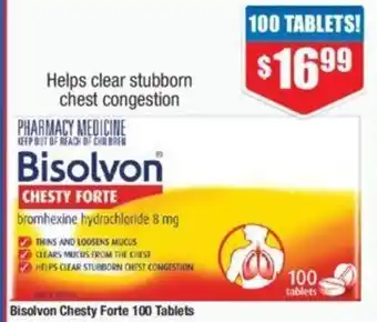 Chemist Warehouse Bisolvon Chesty Forte 100 Tablets offer