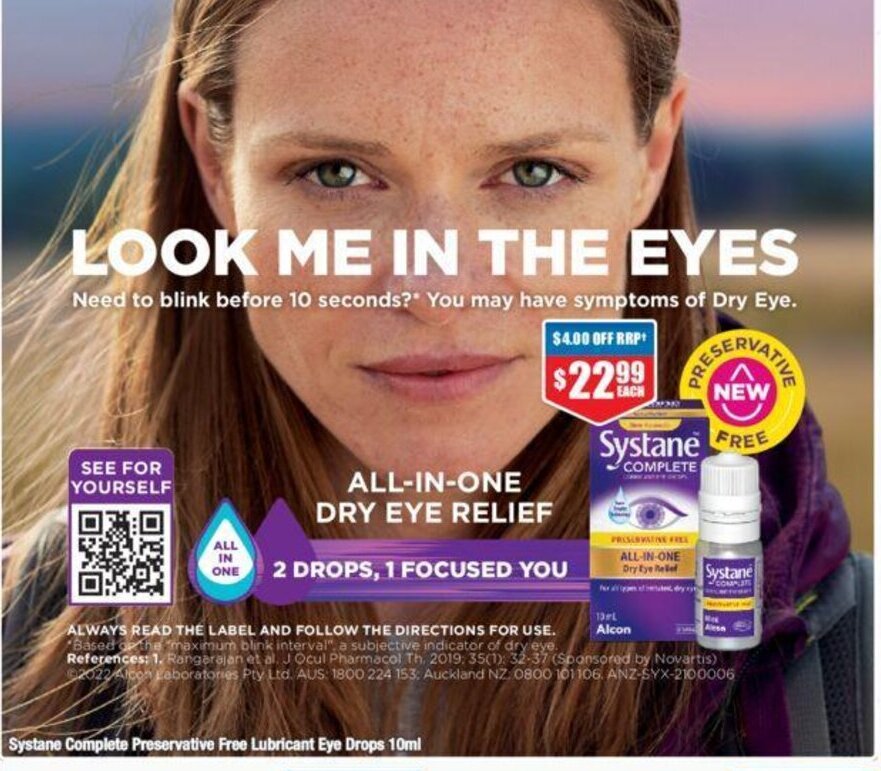 Systane Complete Preservative Free Lubricant Eye Drops 10ml offer at Chemist Warehouse