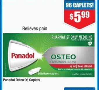 Chemist Warehouse Panadol Osteo 96 Caplets offer