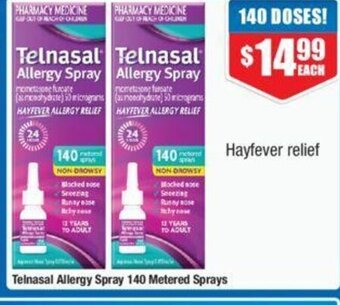 Chemist Warehouse Telnasal Allergy Spray 140 Metered Sprays offer