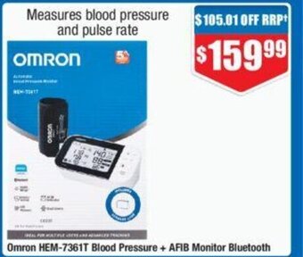 Chemist Warehouse Omron HEM-7361T Blood Pressure + AFIB Monitor Bluetooth offer