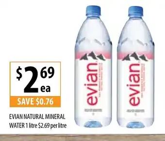 Supabarn Evian Natural Mineral Water 1 Litre offer