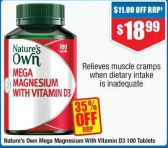 Chemist Warehouse Nature's Own Mega Magnesium With Vitamin D3 100 Tablets offer
