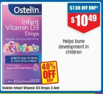 Chemist Warehouse Ostelin Infant Vitamin D3 Drops 2.4ml offer