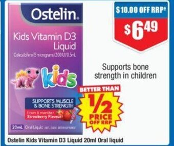 Chemist Warehouse Ostelin Kids Vitamin D3 Liquid 20ml Oral Liquid offer