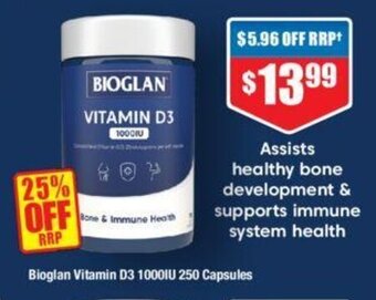 Chemist Warehouse Bioglan Vitamin D3 1000IU 250 Capsules offer