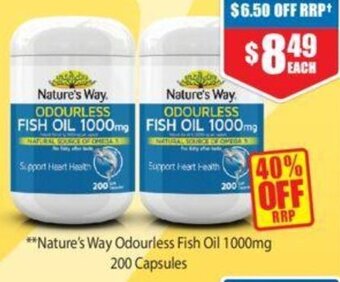 Chemist Warehouse Nature's Way Odourless Fish Oil 1000mg 200 Capsules offer