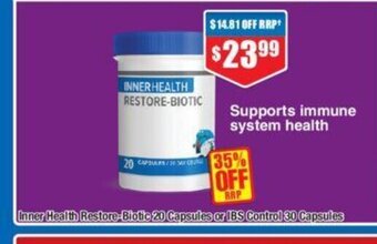 Chemist Warehouse Inner Health Restore-Biotic 20 Capsules offer