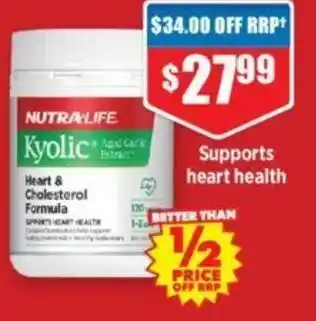 Chemist Warehouse Nutra-Life Kyolic Aged Garlic Extract Heart & Cholesterol Formula 120c offer
