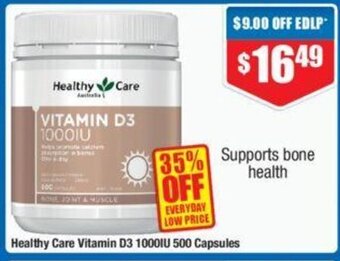 Chemist Warehouse Healthy Care Vitamin D3 1000IU 500 Capsules offer