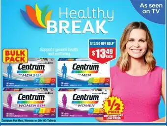 Chemist Warehouse Centrum For Men, Women or 50+ 90 Tablets offer