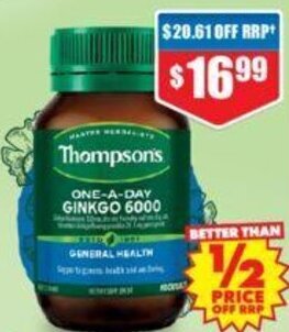 Chemist Warehouse Thompson's One-A-Day Ginkgo 6000 60 Capsules offer