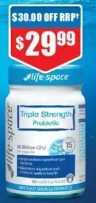 Chemist Warehouse Life-Space Triple Strength Probiotic 30 Hard Capsules offer