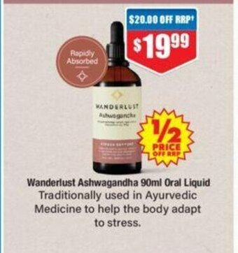 Chemist Warehouse Wanderlust Ashwagandha 90ml Oral Liquid offer