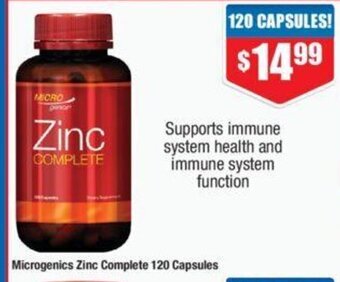 Chemist Warehouse Microgenics Zinc Complete 120 Capsules offer