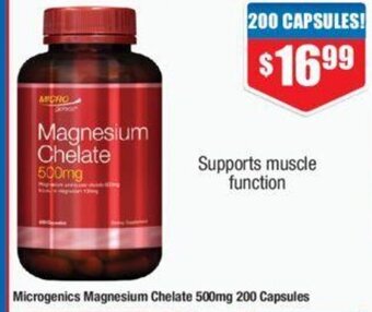 Chemist Warehouse Microgenics Magnesium Chelate 500mg 200 Capsules offer