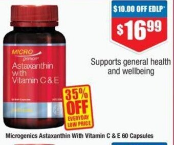 Chemist Warehouse Microgenics Astaxanthin with Vitamin C & E 60 Capsules offer
