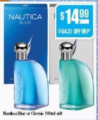 Chemist Warehouse Nautica Blue or Classic 100ml edt offer