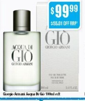 Chemist Warehouse Giorgio Armani Acqua Di Gio 100ml edt offer