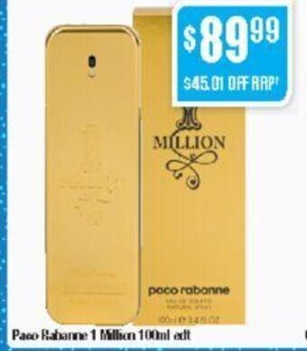 Chemist Warehouse Paco Rabanne 1 Million 100ml edt offer