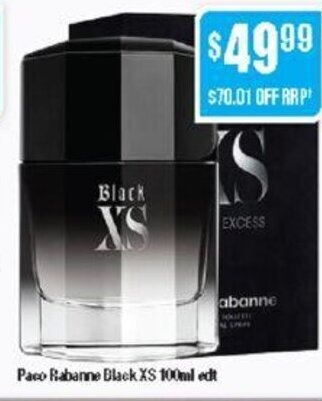 Chemist Warehouse Paco Rabanne Black XS 100ml edt offer