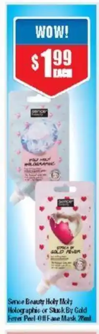 Sence Beauty Holy Moly Holographic or Stuck By Gold Fever Peel-Off Face Mask 28ml