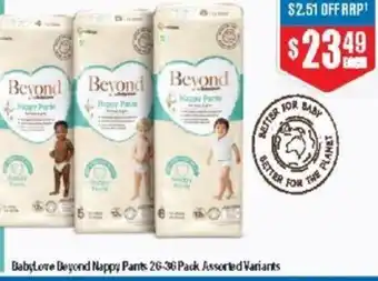 Chemist Warehouse Baby Love Beyond Nappy Pants 26-36 Pack Assorted Variants offer