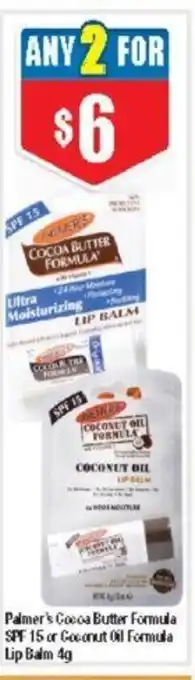 Chemist Warehouse Palmer's Cocoa Butter Formula SPF 15 or Coconut Oil Formula Lip Balm 4g offer