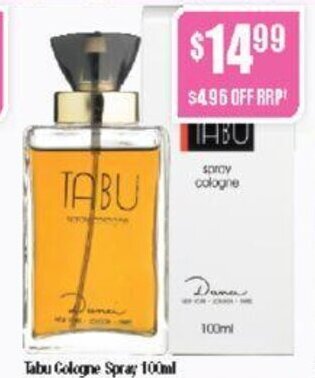 Chemist Warehouse Tabu Cologne Spray 100ml offer