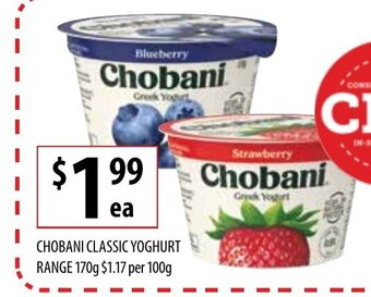 Supabarn Chobani Classic Yoghurt Range 170g offer