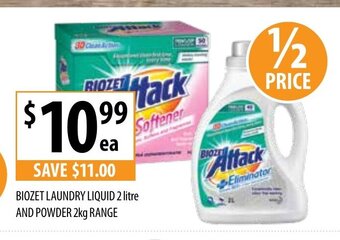 Supabarn Biozet Laundry Liquid 2 Litre And Powder 2 kg Range offer