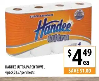 Supabarn Handee Ultra Paper Towel 4 Pack offer