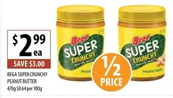Supabarn Bega Super Crunchy Peanut Butter 470g offer
