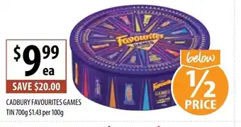 Supabarn Cadbury Favourites Games Tin 700g offer