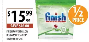Supabarn Finish Powerball 0% Dishwasher Tablets 42's offer
