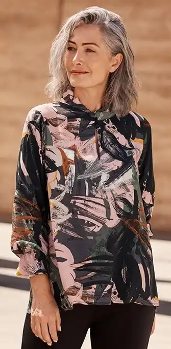 Myer Marco Polo Long Sleeve Brushed Flora Top offer