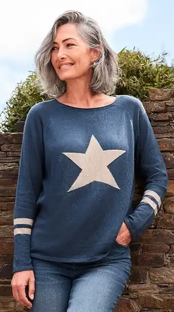 Myer Gordon Smith Diamonte Star Jumper in Indigo offer