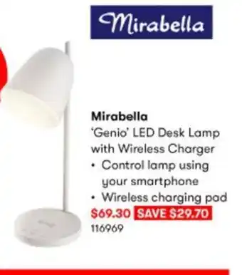 Mirabella Genio LED Desk Lamp with Wireless Charger