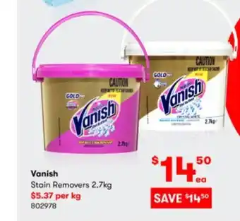BIG W Vanish Stain Removers 2.7kg offer