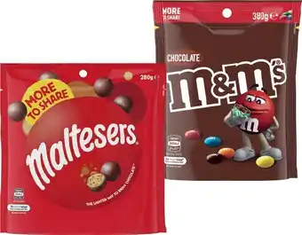 IGA M&M’s, Maltesers, Crispy or Pods 280-310g Selected Varieties offer