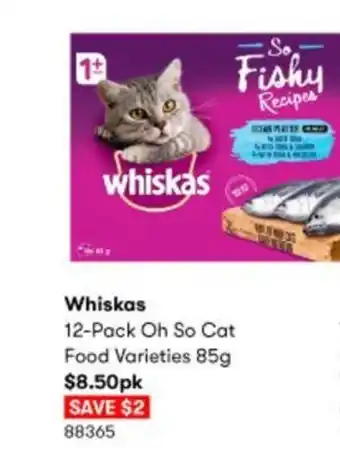 BIG W Whiskas 12-Pack Oh So Cat Food Varieties 85g offer