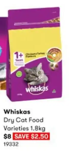 BIG W Whiskas Dry Cat Food Varieties 1.8kg offer