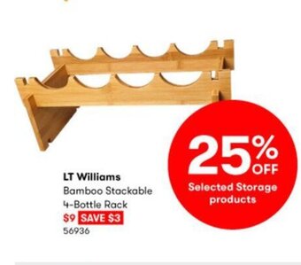 BIG W LT Williams Bamboo Stackable 4-Bottle Rack offer