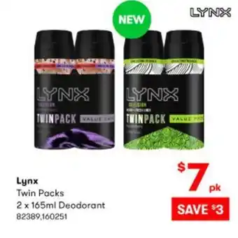 Lynx Twin Packs 2 x 165ml Deodorant