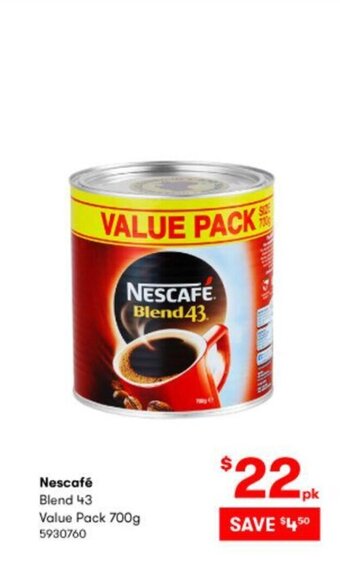 BIG W Nescafe Blend 43 Value Pack 700g offer