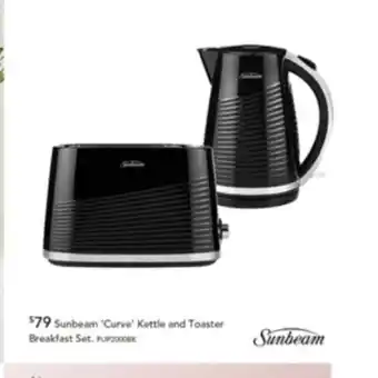 Harvey Norman Sunbeam 'Curve' Kettle and Toaster Breakfast Set offer