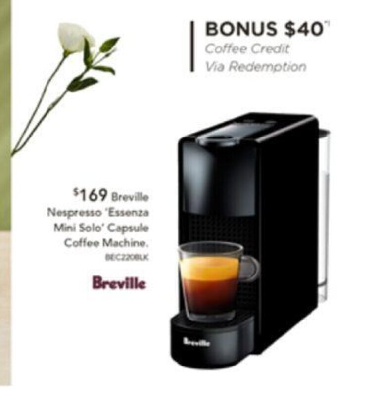 Breville Nespresso "Essenza Mini Solo" Capsule Coffee Machine offer at