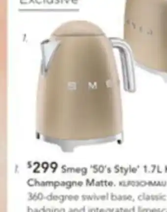 Harvey Norman Smeg '50's Style 1.7L Kettle - Champagne Matte offer
