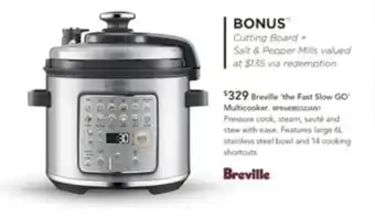 Harvey Norman Bonus Breville 'the Fast Slow GO' Multicooker offer