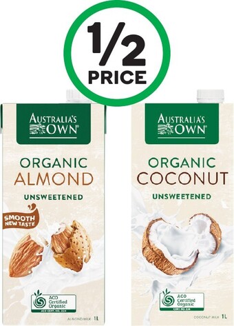 Woolworths Australia's Own Almond or Coconut Milk 1 Litre offer
